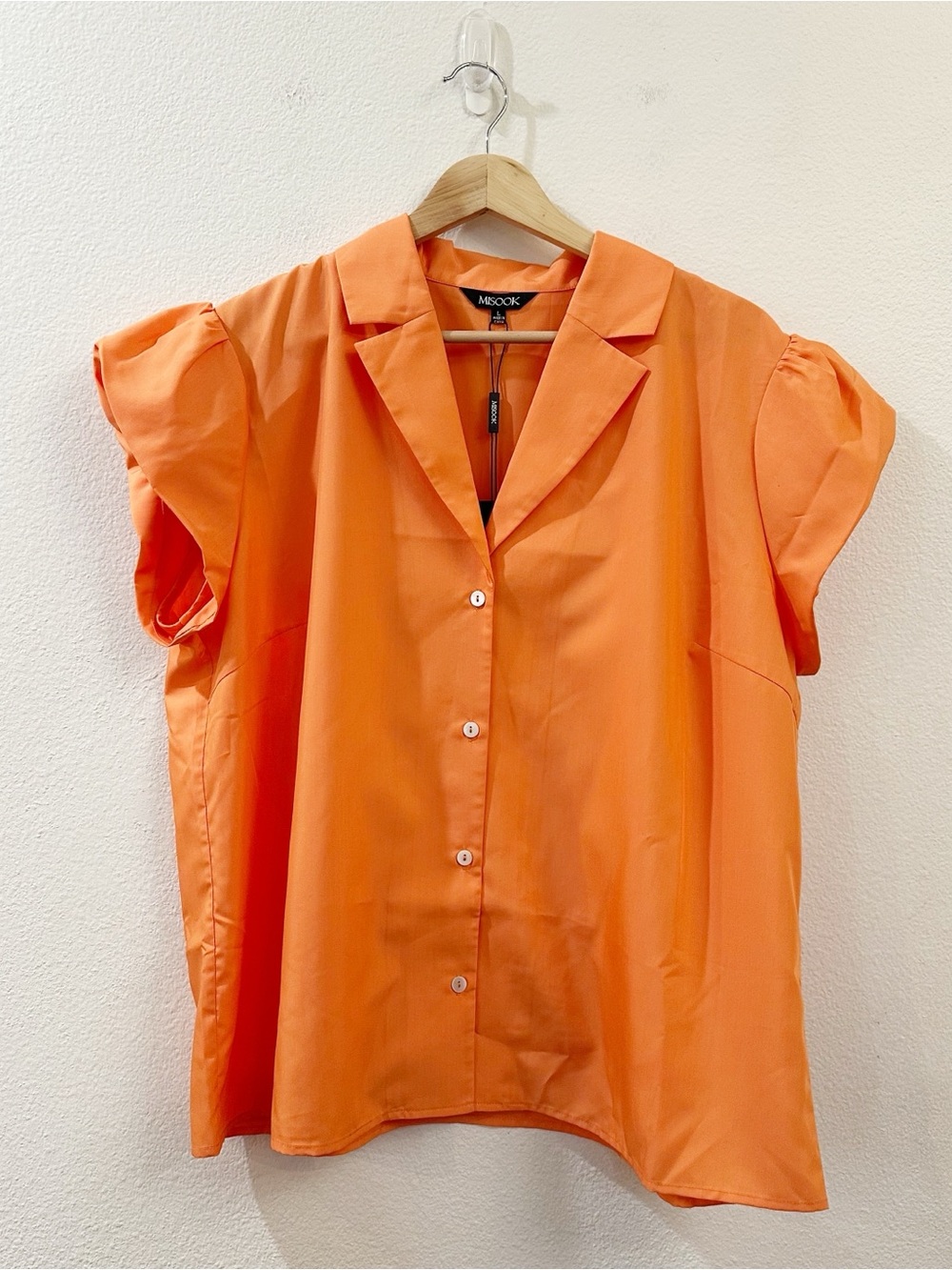 Misook Women’s‎ Short Puff-Sleeve Poplin Blouse New Size Large - Picture 2 of 11